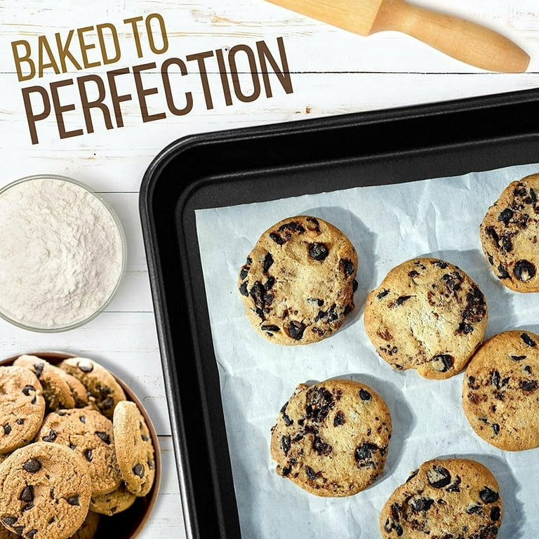 Bakestudio Baking Sheet for Oven, Cake Pan set of 2, Carbon Steel, Cookie  Tray Set, Food safety Nonstick,Gold (12.8 Inch)