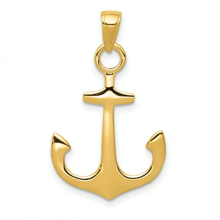 14k Nautical Charm 14k Yellow Gold Nautical Anchor Ship Wheel Mariners Pendant Charm Necklace Sea Shore Man Gift For Dad Mens For Him ()