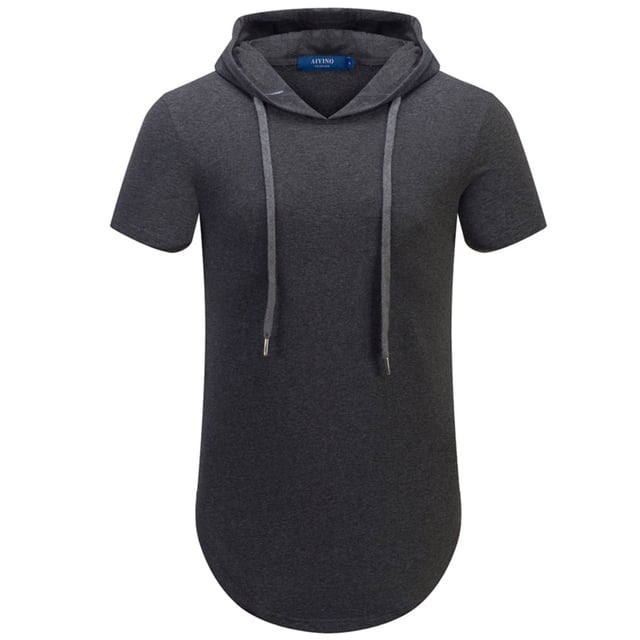 Sudadera con capucha Aiyino para hombre, deportiva, manga corta, S-5XL, gris oscuro