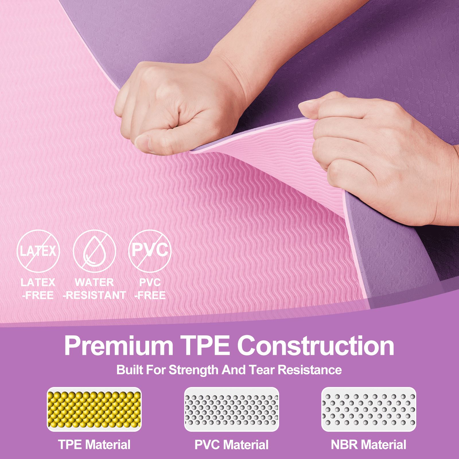 Cshidworld Yoga Mat, 6mm Thick Eco-Friendly TPE Exercise Mat with Carrying Strap and Storage Bag, Non-Slip Workout Mat for Yoga, Gym and Floor Exercises, 72" x 24"
