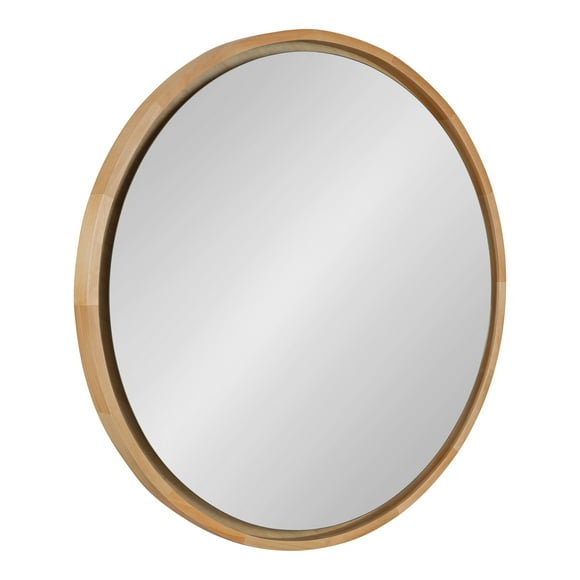 Kate and Laurel Evans Mid-Century Round Wood Framed Wall Mirror, 30 x 30, Natural Wood, Decorative Modern Mirror for Wall