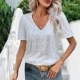 thumbnail image 2 of BLVB Women's Fashion Sequin Tops V Neck Short Sleeve Shirts Sparkly Glitter Blouse for Party Club White, 2 of 7