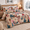 Beige Blue-King, variant on Mas Quilts Queen Size Xmas Tree Snowman Deer Pattern