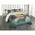 thumbnail image 2 of Ambesonne Fantasy Quilted Coverlet 3 Pcs, Magic Book and Animals, Queen Size, Teal and Yellow, 2 of 4