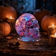thumbnail image 5 of SLYNSHome Transparent Skull Tabletop Standing Ornament, Color Shine Skeleton Head Desktop Sign For Mantel Shelf Indoor Spooky Halloween Haunted House Farmhouse Holiday Table Decor, 5 of 6