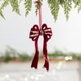 thumbnail image 2 of YIKA Christmas Wine Red Flocking Bow And Star And Double Bells Pendant Christmas Tree Ornaments C, 2 of 6