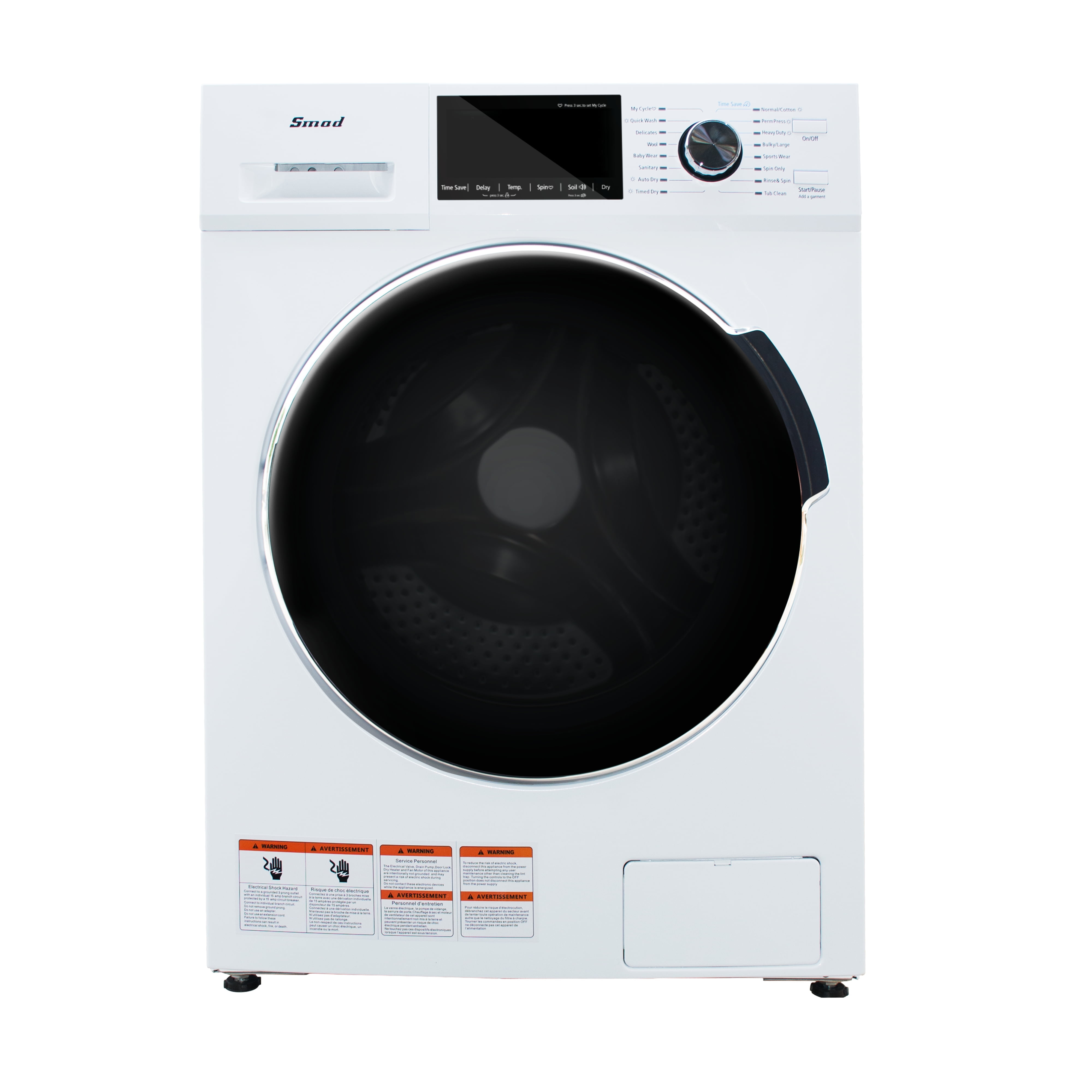 Smad 2.7 Cu ft Front Load Washer and Dryer Combo, 16 Programs Five Temp Selection Child Lock