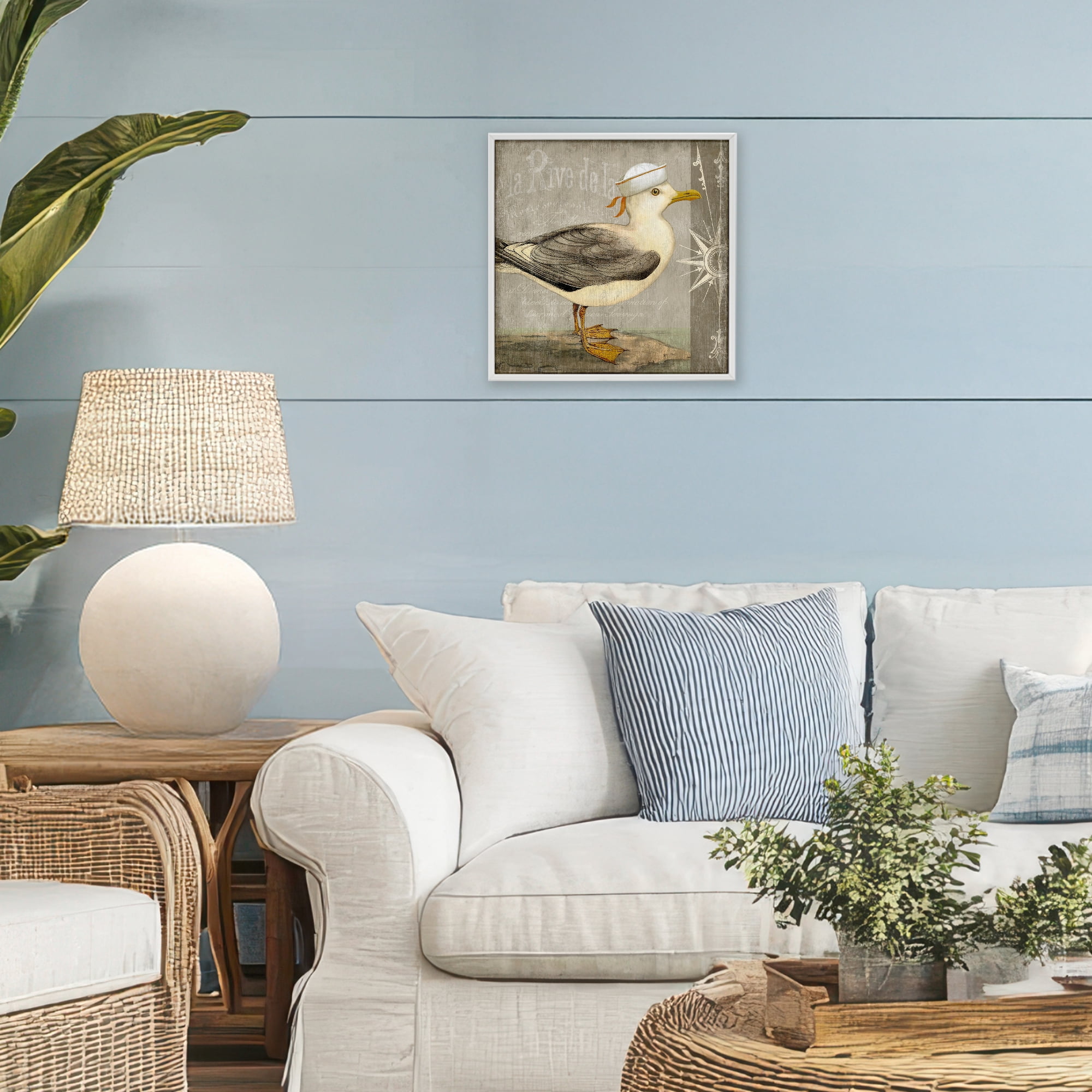 Stupell Industries Rustic Little Seagull White Framed Giclee Art, design by Suzanne Nicoll