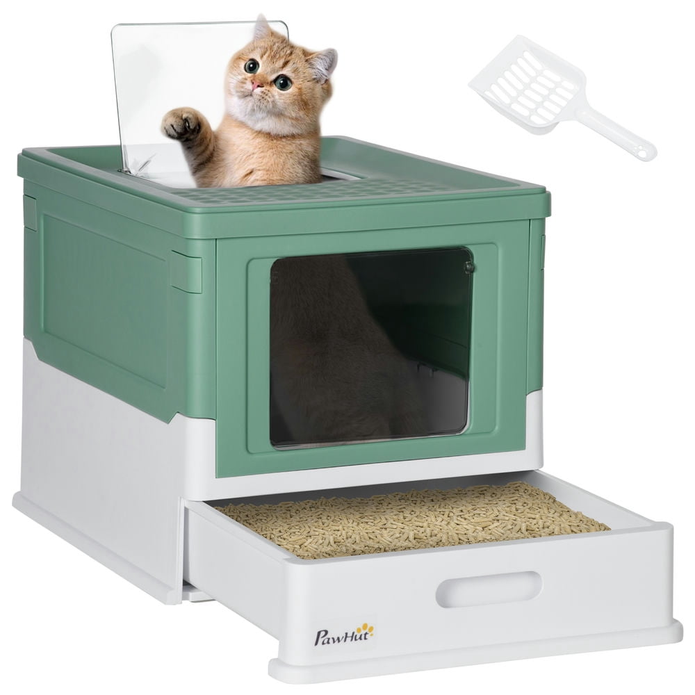Resenkos Cat Litter Box, Fully Enclosed Cat Litter Box with Front Entry, Top Exit, Gray