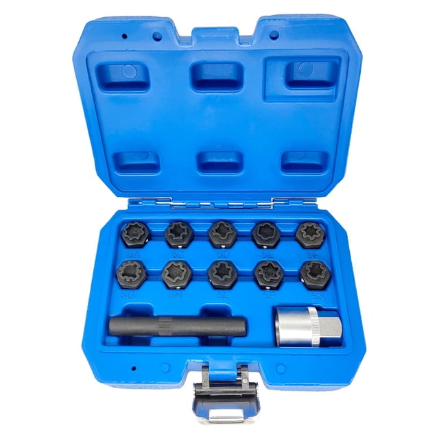 JEUCLEL 12PCS Wheel Locking Nut Key Kit Compatible with Mercedes Benz, Wheel Lock Nut Socket Adapter Set, Wheel Anti-Theft Lug Nut Removal Tool, Anti-Theft Screw Remover