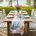 thumbnail image 4 of Table Runners 70 Inches Long Dress Scarves, Blue Coastal Farmhouse Coffee/Dining/Kitchen Table Decor, Holiday Table Runner, Summer Beach Starfish Weeping Eucalyptus Ombre 13x70 Inch, 4 of 9