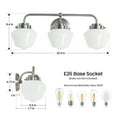 thumbnail image 2 of Bathroom Vanity Light Fixtures 3-Lights Brushed Nickel Vanity Lights Over Mirror, E26 40W Modern Bathroom Lighting Fixture with Milky White Glass for Bath Restroom, 2 of 9