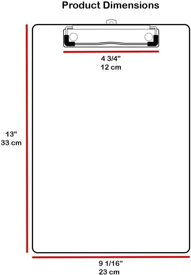 Acrimet Clipboard Letter Size A4 (13” x 9 1/16”) Low Profile Clip (Hardboard) (36 Pack)