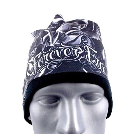 Rose Beanie Hat - Forever Free Roses Winter Knit Beanie Hat Toque