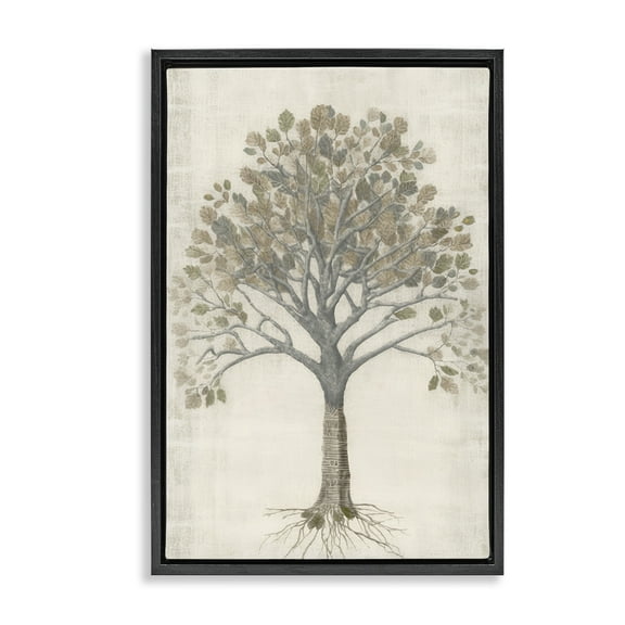 Stupell Industries Wise Tree Impression Botanical & Floral Drawing Black Floater Framed Canvas Art Print Wall Art, 17 x 25