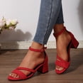 thumbnail image 6 of IEMIEMIEM Women's Sandals Low Chunky Block Heels 2026 Dressy Arch Support Open Toe Ankle Strap Summer Casual Wide Width Comfot Sandals Non Slip Walking Pump Shoes Red 8 Wide, 6 of 9
