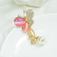 thumbnail image 2 of Broche de mariposa con perlas de Cristal jinwen Ramillete Rosado Broche de perla con broche de flor, 2 of 7