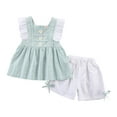 thumbnail image 5 of NAISIBABY Girl's Outfits 2-Piece, Ruffles Floral Sleeveless Tops and Loose Shorts Summer Cute Cotton Sets Clothes Green 2-3T, 5 of 6