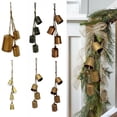 thumbnail image 2 of Adorno colgante de campana de vaca de metal estilo shabby chic Campana rústica vintage en racimo con cuerda Adorno decorativo para colgar en la pared en fiestas navideñas, 2 of 7