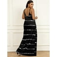 thumbnail image 5 of HVEOO Womens 2025 Casual Sundress Loose Striped Spaghetti Strap Long Summer Beach Maxi Dress with Pockets, L, 5 of 8