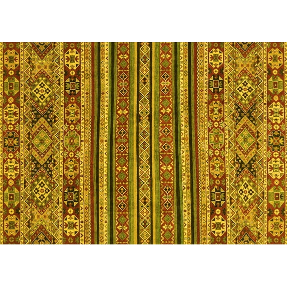 Ahgly Company Indoor Rectangle Abstract Yellow Modern Area Rugs, 4' x 6'