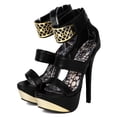 thumbnail image 5 of Qupid BB88 Women Leatherette Metallic Embellished Open Toe Platform Stiletto Sandal Heel, 5 of 6