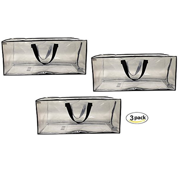 Earthwise Bags Earthwise Clear Storage Bags Heavy Duty Extra Large Transparent Moving Totes W Zipper Closure Reusable Backpack Carrying Handles Compatible With Ikea Frakta Hand Carts 3 Pack Walmart Com Walmart Com