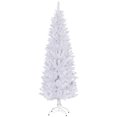 thumbnail image 1 of HOMCOM 6ft Tall Pencil Artificial Christmas Tree with Steel Base, White, 1 of 10