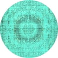 thumbnail image 1 of Ahgly Company Machine Washable Indoor Round Persian Turquoise Blue Traditional Area Rugs, 4' Round, 1 of 4