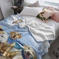 thumbnail image 4 of Fleece Blanket Summer Beach Pet Dogs Ocean Blankets, Soft Cozy Warm Flannel Throw Blanket, Watercolor Puppy Cloud Blue Sky Blanket for Bed Couch Sofa,40x60In, 4 of 9