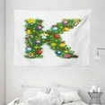 thumbnail image 1 of Letter K Tapestry, Colorful Festive Christmas Pine Tree Letter with Bauble Candy and Angel Figures, Wall Hanging for Bedroom Living Room Dorm Decor, 80W X 60L Inches, Multicolor, by Ambesonne, 1 of 2