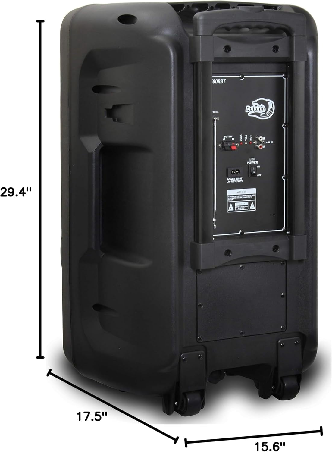 Dolphin SP-1500RBT BoxParty 1500: High Power 15" Woofer w/Loud & DEEP BASS | Portable Party Bluetooth Speaker with Sound Activated Lights
