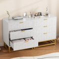 thumbnail image 2 of EastVita Modern 3 Drawer Dresser Wide Chest with Gold Metal Legs and Handles Wood Storage Organizer for Bedroom Living Room Hallway White, 2 of 7