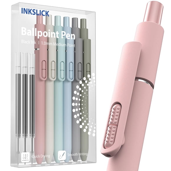 Bolígrafos InkSlick de punta mediana, 1 mm, color negro (paquete de 9)