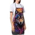 thumbnail image 4 of Yiaed Colorful Wolf Head Print Kitchen Apron with Hand Wipe Pockets,Big Pocket,Aprons for Women with Pockets, Waterproof for Cooking Baking, 4 of 7