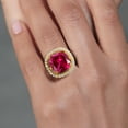 thumbnail image 4 of Gem Stone King 18K Yellow Gold Plated Silver Ring Created Ruby Moissanite (8.88 Cttw), 4 of 4