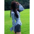 thumbnail image 2 of Camisas de manga larga para mujer, a rayas, para oficina, ajustadas, francesas, versátiles, para el tiempo libre, moda urbana, sencillas, clásicas, de primavera y con estilo., 2 of 6