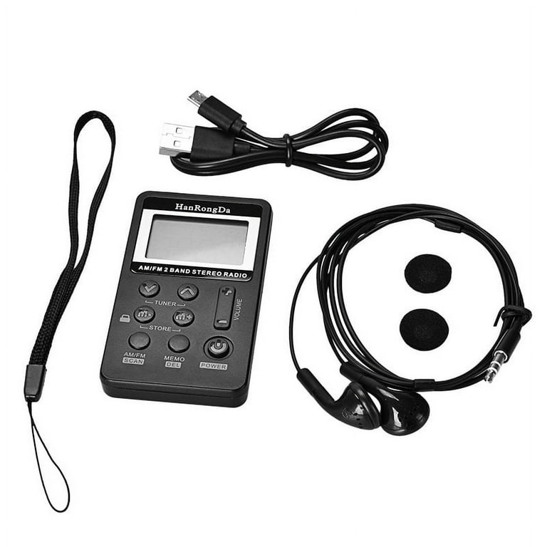 Personal AM/FM Pocket Radio Portable VR-robot, Mini Digital Tuning Walkman Radio, with Rechargeable Battery, Earphone, Lock Screen for Walk/Jogging/
