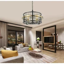 GMizon 20 inch simple modern chandelier, 4 bedroom chandeliers, living room bedroom black and gold lighting fixtures