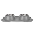thumbnail image 4 of Cuenco Doble para Perros Ticfox Acero Inoxidable con Alfombrilla de Silicona Gris Grande, 4 of 14