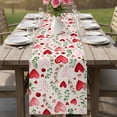 thumbnail image 4 of Valentines Table Runner 72 Inches, Pink Red Love Heart Green Botanical Spring Bed Runner Dresser Scarves Tabletop for Indoor Outdoor Parties/Ceremony/Banquet, 13" x 72", 4 of 8