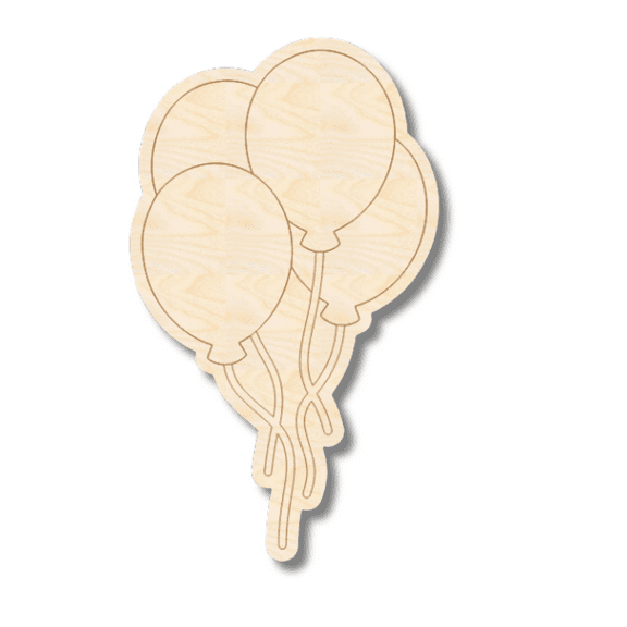 Unfinished Wood Etched Birthday Balloons Shape 14" / 1/8"