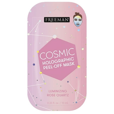 Freeman Cosmic Holographic Luminizing Rose Quartz Peel Off Facial Mask, Face Mask Removes Impurities, Brightens Complexion, Perfect For All Skin Types, 0.33 fl.oz./ 10 mL Sachet