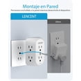 thumbnail image 4 of LENCENT Multicontacto Pared USB, Adaptador de Enchufe 3 a 2 Clavijas con 6 Tomas AC, Puerto PD 20W y 2 Puertos USB A, 1728J Protección contra Sobretensiones, 4 of 8