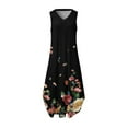 thumbnail image 5 of Clearance under 10.00 LYXSSBYX Womens Dresses Sleeveless Hot Sale Clearance Sexy Women's Fashion Sleeveless Printed V-Neck Ladies Pocket Vest Long Dress, 5 of 7