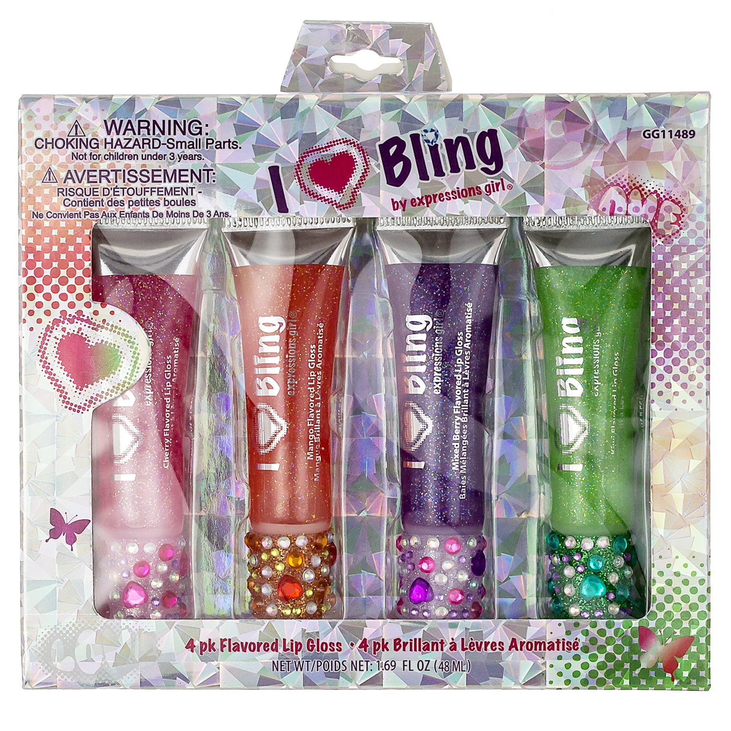 Expressions Girl I Love Bling Gem Top Lip Gloss, 4 Ct