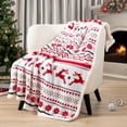 thumbnail image 2 of Manta PAVILIA con forma de copo de nieve rojo y blanco con diseño de reno navideño, 2 of 9