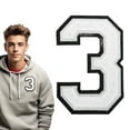 thumbnail image 2 of Iron on Numbers, Fabric Numbers - Loetky 4.2 Inch Numerals, White Big Letters for Clothing Backpacks and Hats, 2 of 9
