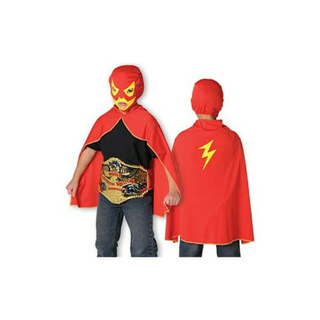 Childs Wrestler Wrestling WWE Costume Lucha Libre Mask and Cape Play