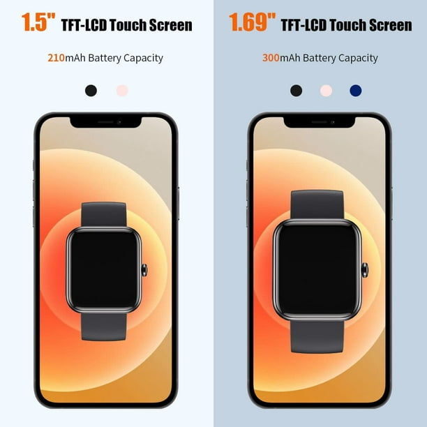 Reloj inteligente para telefonos Android Compatible con iPhone relojes inteligentes para mujeres mas de 300 diales pantalla tactil de 1.69 IP68 Rastreador de ejercicios a prueba de agua con monito Nam...